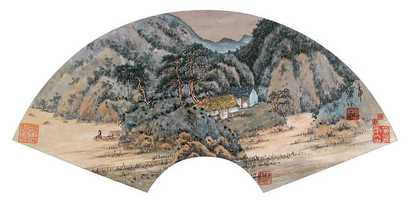 宋玉麟 1992年作 青山闲所 扇面